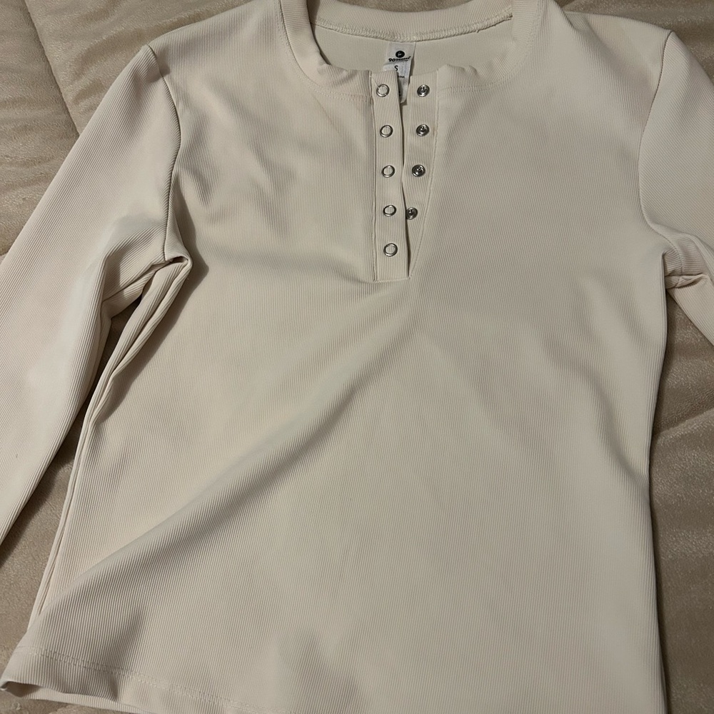 90 Degree By Reflex Cream Button Down Shirt - Picture 4 of 6